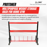 Protoner 5 in 1 weight storage rack for plates rod dumbbells kettle bells and accessories