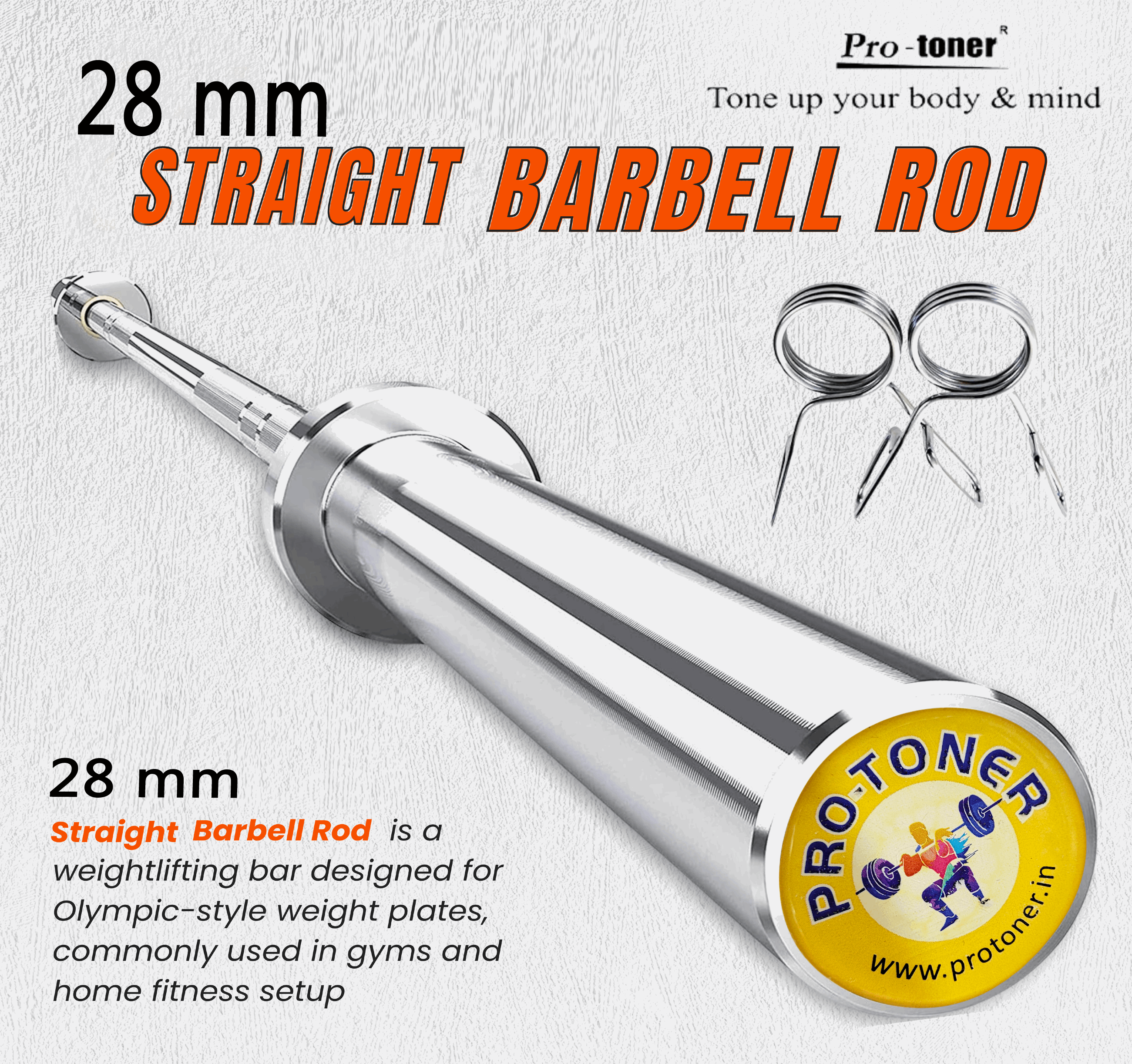 Gym Barbell Rod Protoner 28mm Weight Lifting Bar – Protoner