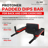 Protoner Padded Dips Bar for Back and Core Exercises