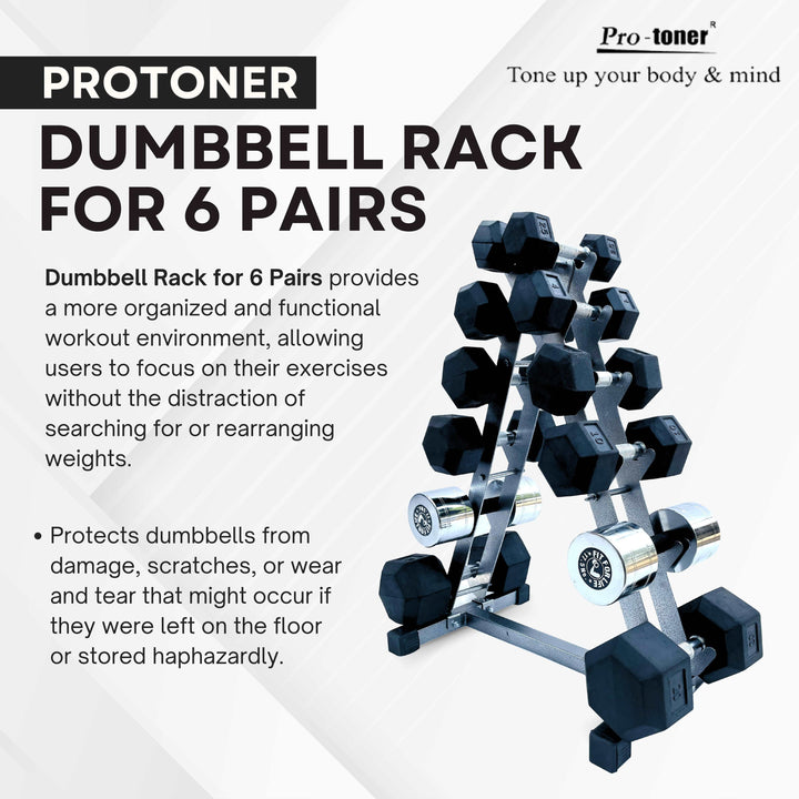 Protoner dumbbell rack for 6 pairs for home gym fitness | Gym Equipment | Home Gym Equipment | Commercial Gym Machines | Strength Training Equipment | Protoners | [2025]