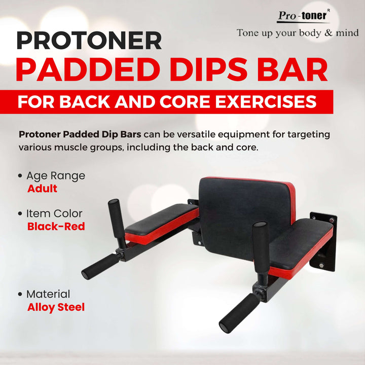 Protoner Padded Dips Bar for Back and Core Exercises | Gym Equipment | Home Gym Equipment | Commercial Gym Machines | Strength Training Equipment | Protoners | [2025]