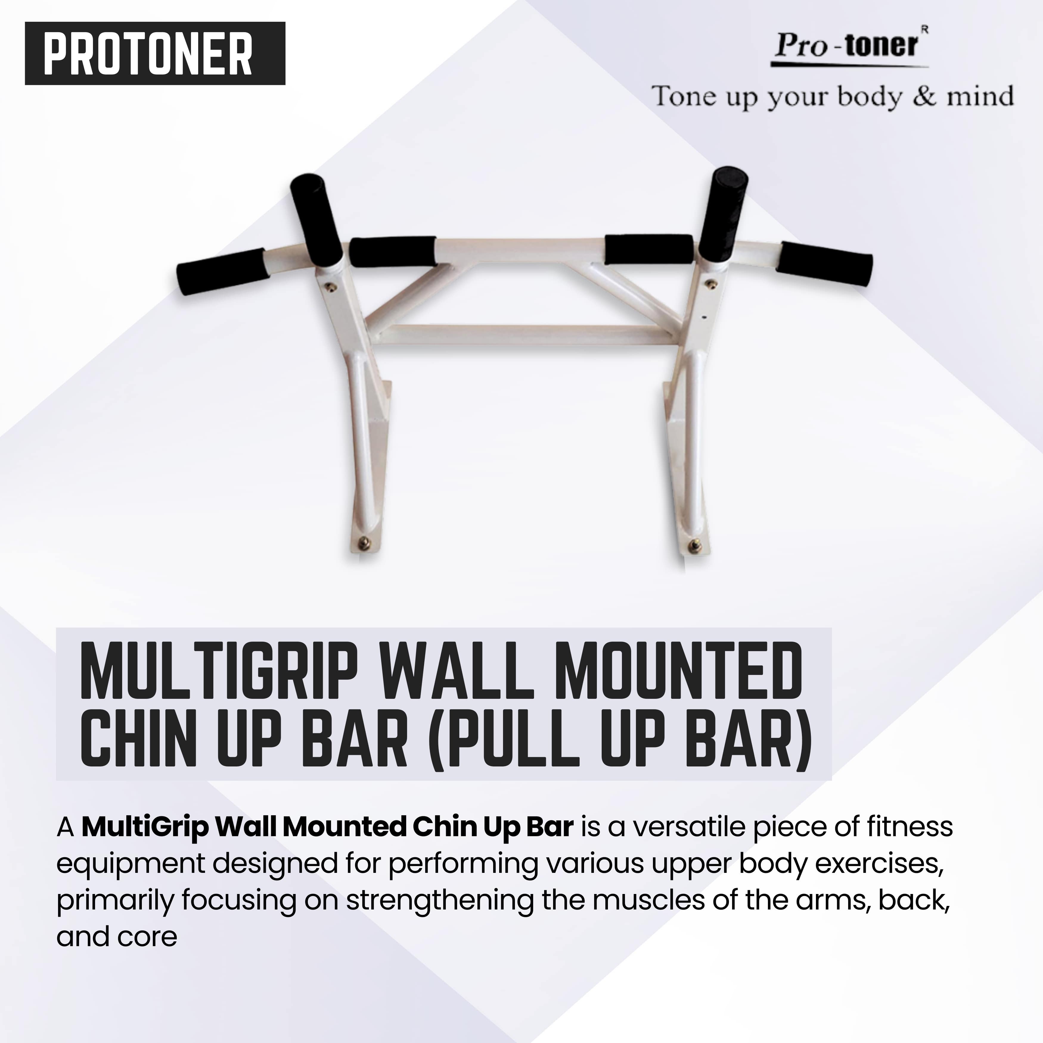 Protoner Multigrip Wall Mounted Chin up Bar Pullup bar White MUL5 Protoner Sports Hubb