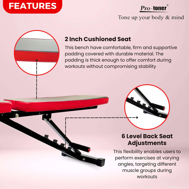 Protoner Adjustable heavy duty bench | Gym Equipment | Home Gym Equipment | Commercial Gym Machines | Strength Training Equipment | Protoners | [2025]