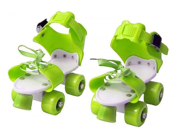 Kids Adjustable Quad Roller Skates with Brakes, Multicolor, Ages 3-8 Years (Neon)