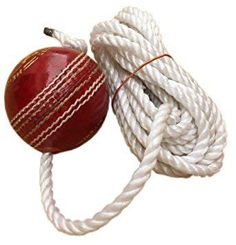Protoner Cricket Practice Ball with Rope, Leather Hanging Ball for Shot Training, Red, Pack of 1 (3)