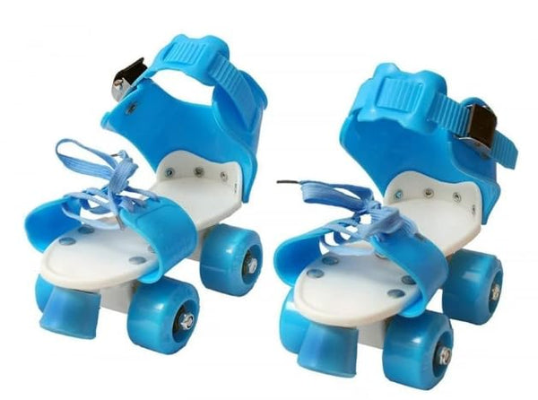 Kids Adjustable Quad Roller Skates with Brakes, Multicolor, Ages 3-8 Years (Blue)
