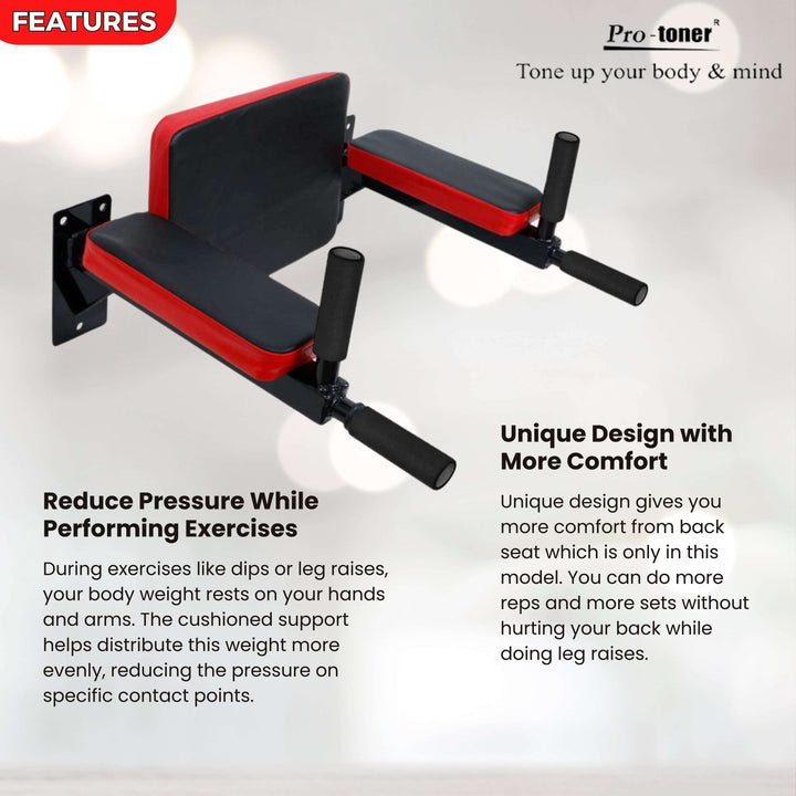 Protoner Padded Dips Bar for Back and Core Exercises | Gym Equipment | Home Gym Equipment | Commercial Gym Machines | Strength Training Equipment | Protoners | [2025]