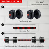 Protoner PVC 3 in 1 convertible DM 4-40 Kg Dumbbells Set and Fitness Kit for Men and Women Whole Body Workout (30 kg (5 kg x 4, 2.5 kg x 4), 3 in 1 convertible)