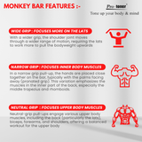Monkey Bar for Chin ups, Pull Ups and Height Increase , 50 x 21 inch, Red Black