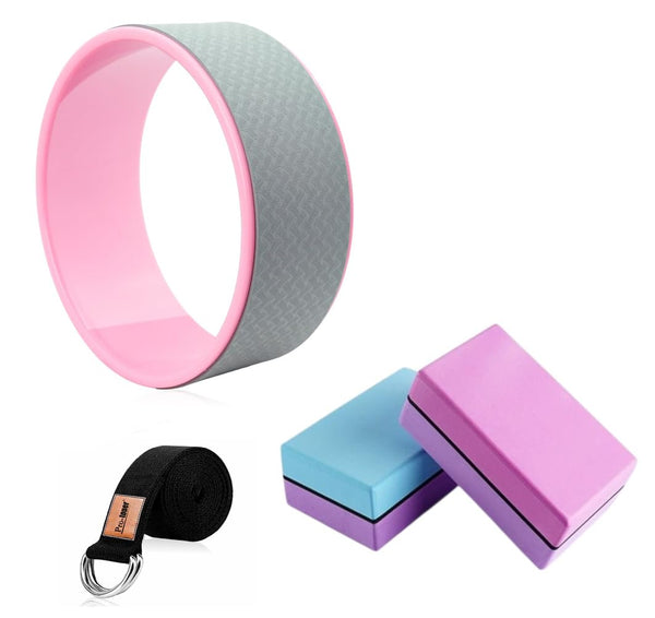 Protoner Yoga Wheel, Blocks and Strap Combo Set, Assorted colors