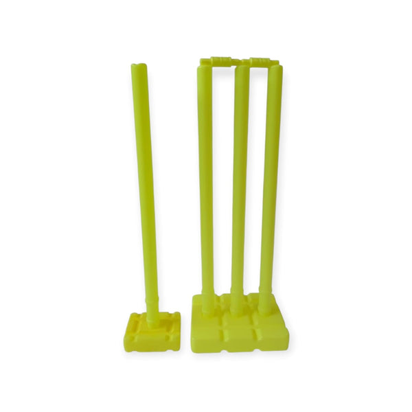 Protoner Cricket Stumps Set with Base and Bails, 4 Pieces (Neon Green)