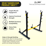Protoner Blend Joint Squat Stand with Safety Holders Heavy Duty Structure (Black and Yellow)