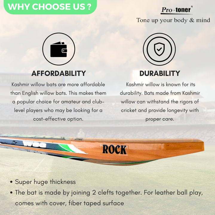 Protoner Wsg ROCK Kashmir willow cricket bat super huge bulge season bat | Gym Equipment | Home Gym Equipment | Commercial Gym Machines | Strength Training Equipment | Protoners | [2025]