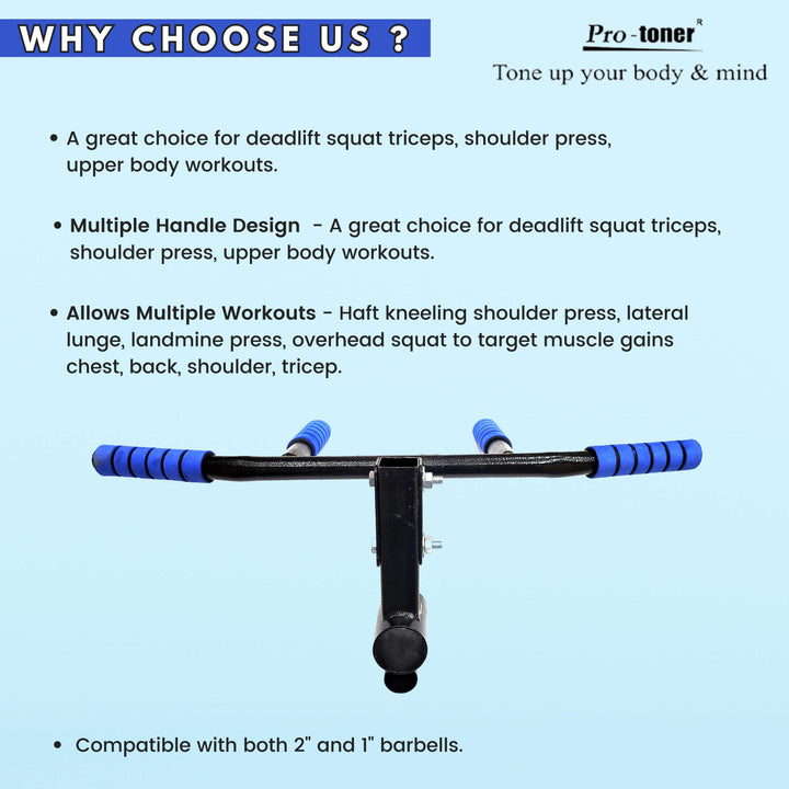 Protoner T Bar Row Grip Handle,Landmine Attachment with 1 and 2 inch Holes for Olympic and Standard Barbell Weight Bar, Home Gym Back Muscles Deadlift Squat Rack Exercise Equipment | Gym Equipment | Home Gym Equipment | Commercial Gym Machines | Strength Training Equipment | Protoners | [2025]