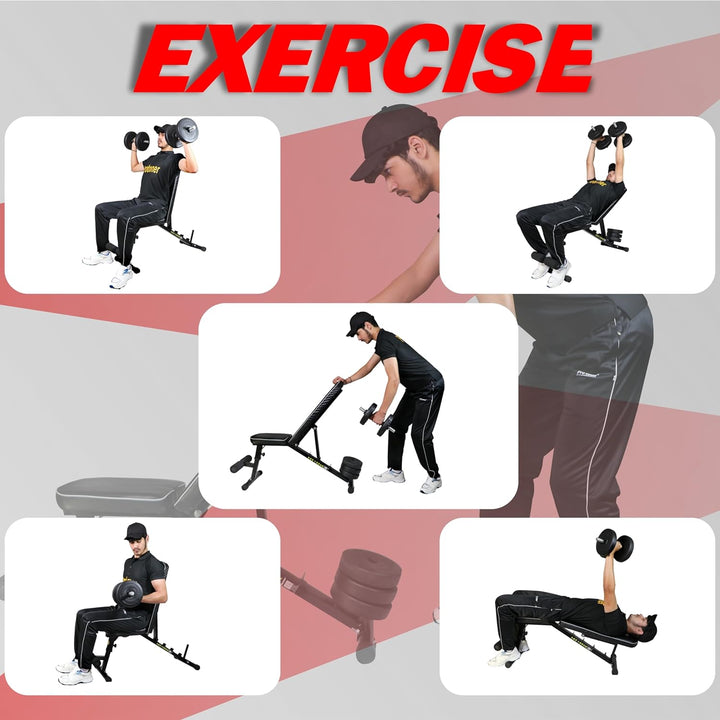 Protoner Heavy Duty Adjustable Incline Multipurpose Gym Bench, 3-in-1, Max Weight 350 kg | Gym Equipment | Home Gym Equipment | Commercial Gym Machines | Strength Training Equipment | Protoners | [2025]