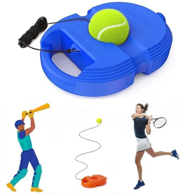 Protoner Cricket and Tennis Practice Trainer Set with Rebound Ball, Self-Training Base with String, Fill with Sand or Water (Blue)