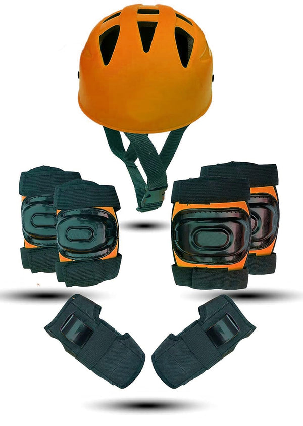 Protoner Kids Skating Protection Kit with Helmet, Knee Pads, Elbow Pads and Wrist Guards,Multiple Colors & Sizes (Orange, Medium)