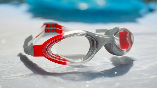 Protoner Swimming Goggles for Adults, Anti-Fog Green Lenses, Adjustable Multicolor Strap and Frame (White Red)