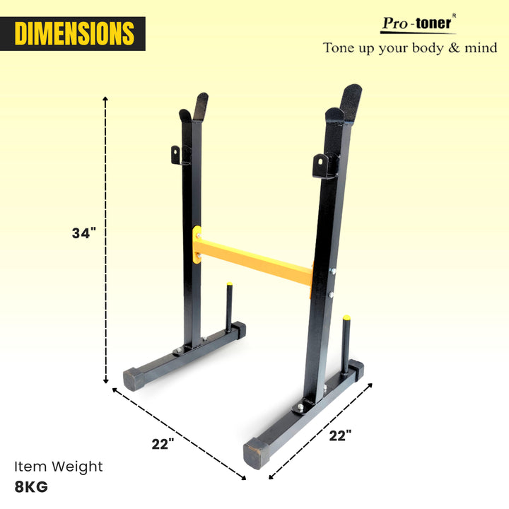 Protoner Rod and Weight Holder with Holding Capacity of 2 Bars Black, Yellow | Gym Equipment | Home Gym Equipment | Commercial Gym Machines | Strength Training Equipment | Protoners | [2025]