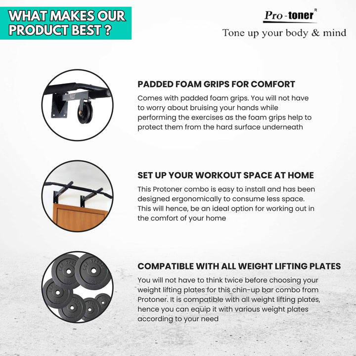 Protoner Dynamic Wall Mounting Chin up Bar Combo | Gym Equipment | Home Gym Equipment | Commercial Gym Machines | Strength Training Equipment | Protoners | [2025]