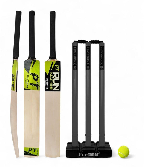 Protoner Cricket Set with Wooden Bat, Stumps and Ball, Sports Kit for Kids and Adults (Adults)