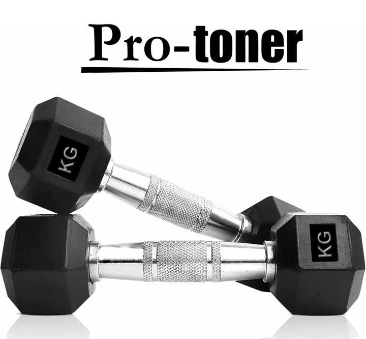Protoner Hex Dumbbells Pair from size 1.25 kg to 25 kgs | Gym Equipment | Home Gym Equipment | Commercial Gym Machines | Strength Training Equipment | Protoners | [2025]