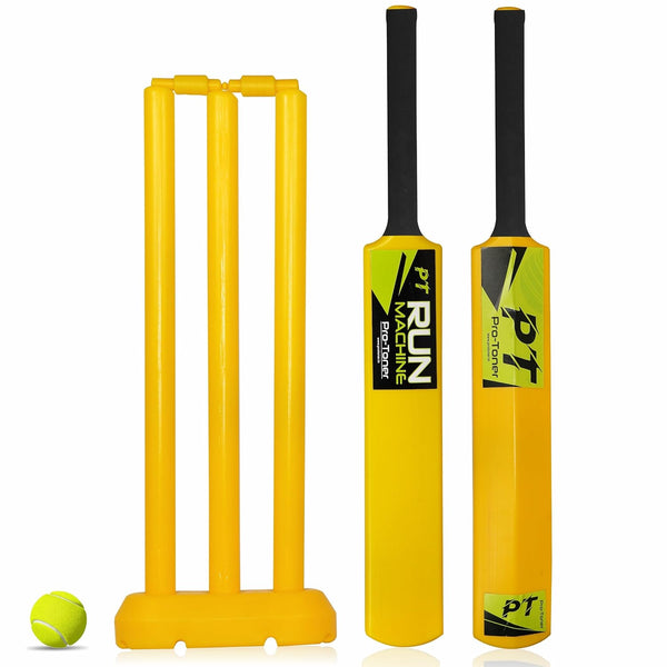 Protoner Kids Cricket Set with 1 Plastic Bats, 3 Stumps and Ball, Yellow