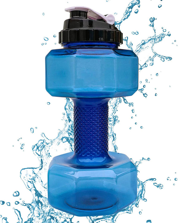 Protoner 2.2L Dumbbell Shape Water Bottle Exercise Gym Fitness Sports Workout Portable See Through, Blue SSTP