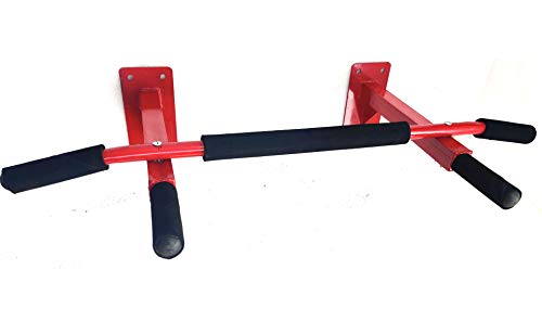 Protoner Red Wall Mounting Chin Up Bar and Ab Strap Combo