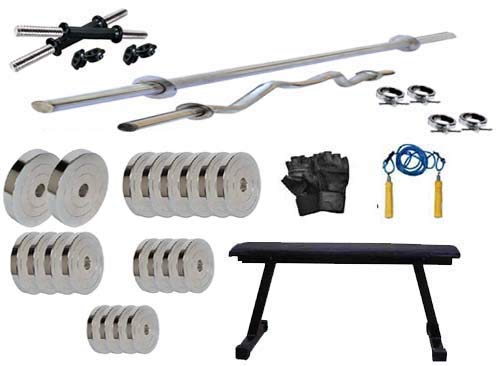 Protoner steel weight package with flat bench 20 Kgs to 50 Kgs | Gym Equipment | Home Gym Equipment | Commercial Gym Machines | Strength Training Equipment | Protoners | [2025]