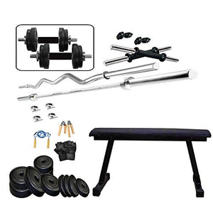 Protoner 50 kg with Flat Bench Home Gym Fitness Package