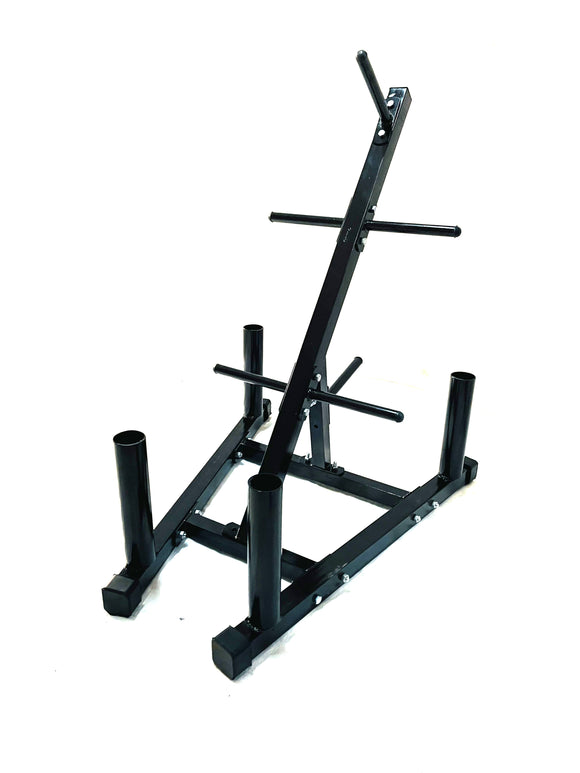 Protoner Olympic Bar and Weight Plates Storage Rack, Plate Stand and bar Holder, Weight Plate Rack with Barbell Holders, Weight Plate Tree Compact Exercise Equipment Storage Rack